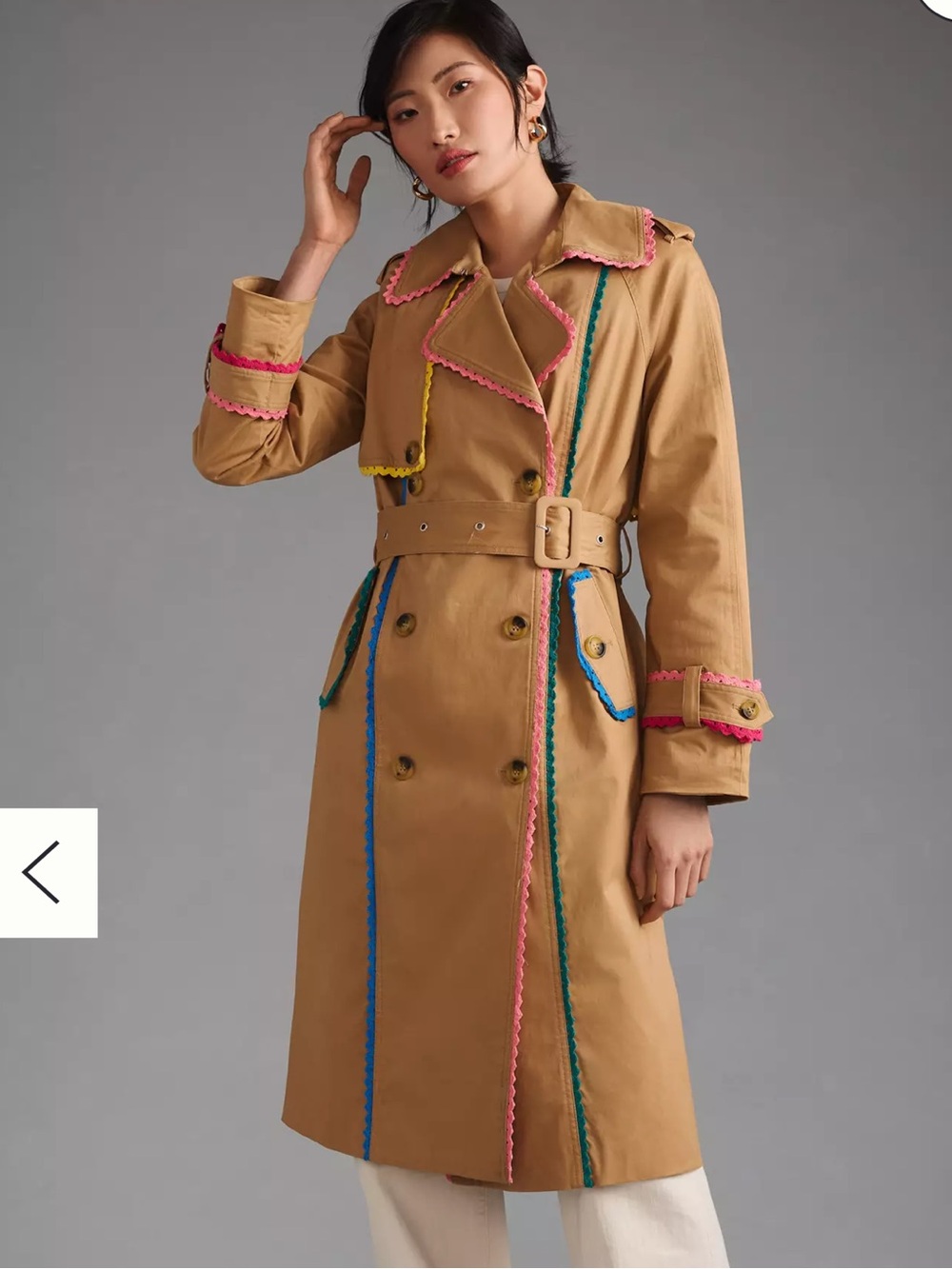 Avec Les Filles Womens Colorful Trim Trench Coat size small